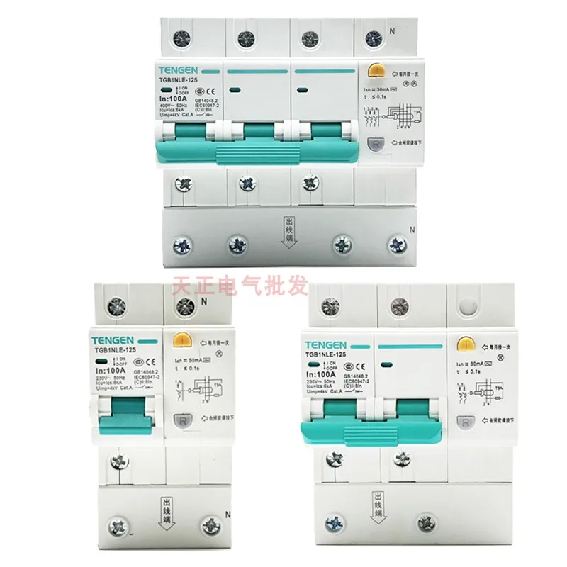 Mini Leakage Protection Circuit Breaker TGB1NLE-125  1P 2P 3P4P 80A 100A 125A Air Switch RCCB RLCB DZ47LE