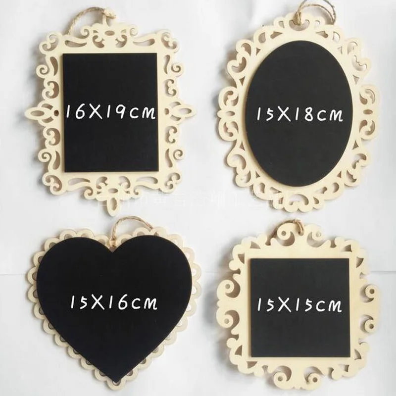 100pcs Hollow Out Lace Wooden Hanging Tags Heart DIY Decoration Blank Notice Board Message Labels Wedding Party Supply ZA5476