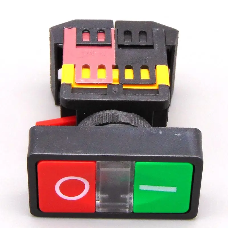 AS-22N 25N Start-stop Double Pushbuttons Switch With LED Lamp  Mounting hole 22mm 25mm AC220V