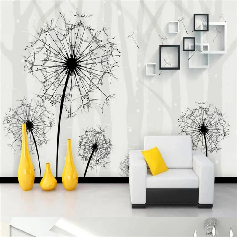 

Decorative wallpaper Modern concise aesthetic dandelion 3D square art background wall painting