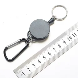 Mini Portable Anti-lost Carabiner Buckle Key Ring with Telescopic Retention Rope Outdoor Camping Fishing Security Equipment