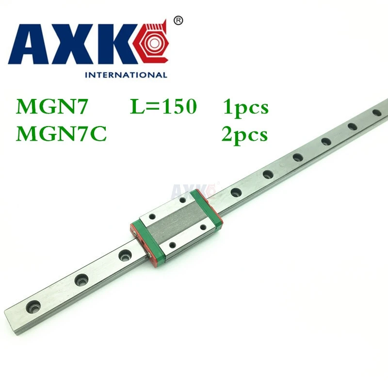 

2023 New Linear Rail Cnc Router Parts Axk 1pc 7mm Width Linear Guide Rail 150mm Mgn7 + 2pc Mgn Mgn7c Blocks Carriage For Cnc