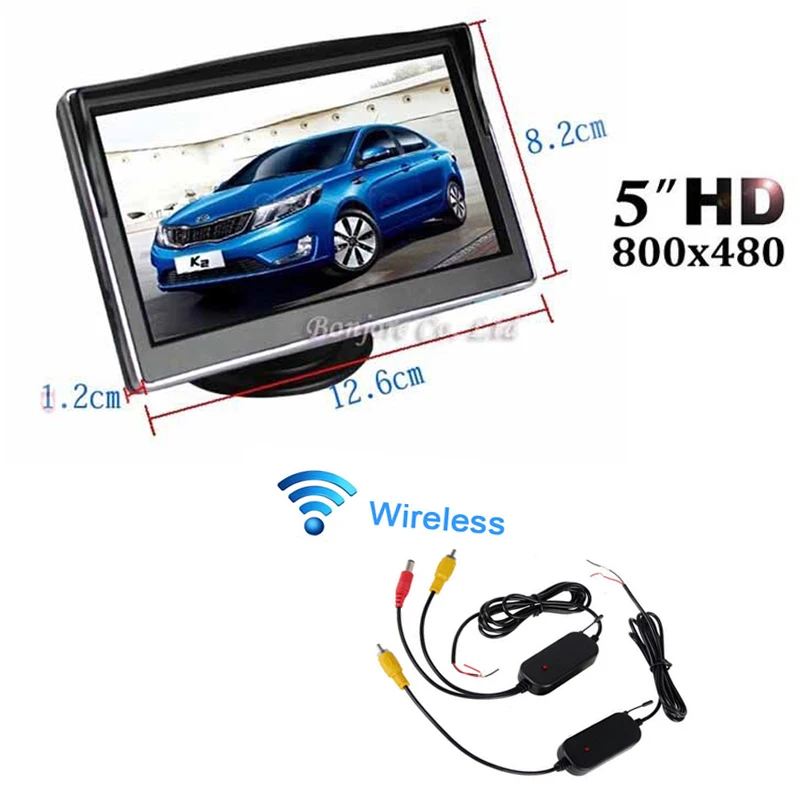 Wireless 5 Inch Car monitor TFT  Screen 800x480 HD Digital For Color Car Rear View Monitor Support VCD / Camera ,Free Shipping