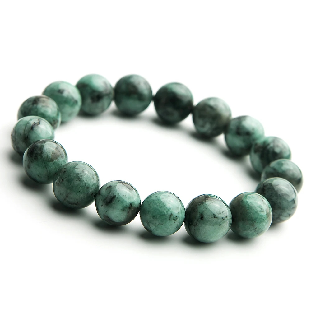 Natural Green Emerald Round Beads Bracelet 10mm 11mm 12mm Emerald Gemstone Women Men Emerald Jewelry AAAAA