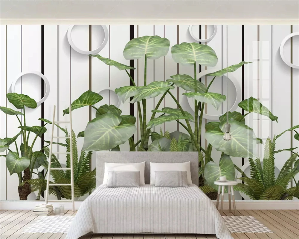

Beibehang пользовательские шелковистые обои papel de parede скандинавские ручная роспись маленькие свежие тропические растения цветы птицы садовый фон