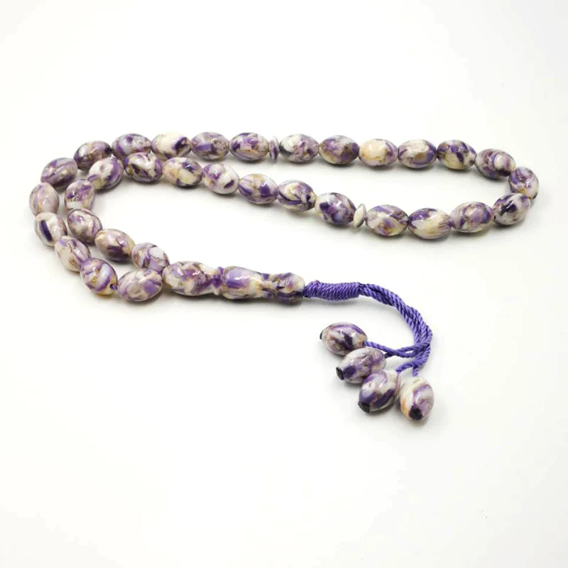 Natural Purple shell Tasbih Ramadan Gift graceful rosary Muslim prayer beads 33 beads tespih islam bracelet