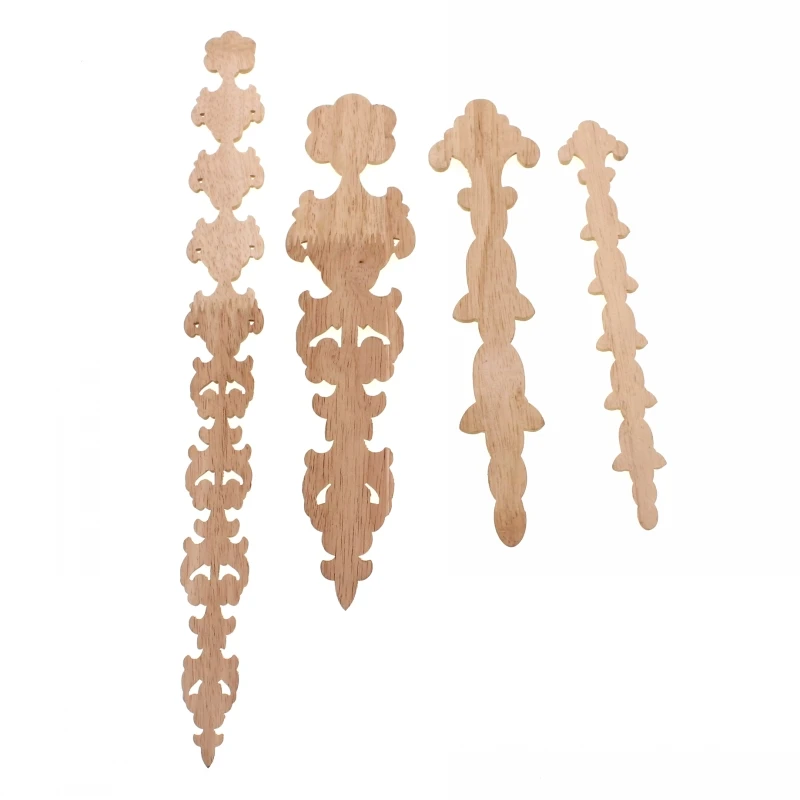 RUNBAZEF New Arrival Vintage 1pc Wood Carved Corner Onlay Applique Unpainted Cabinet Decorative Figurines Wooden Miniature