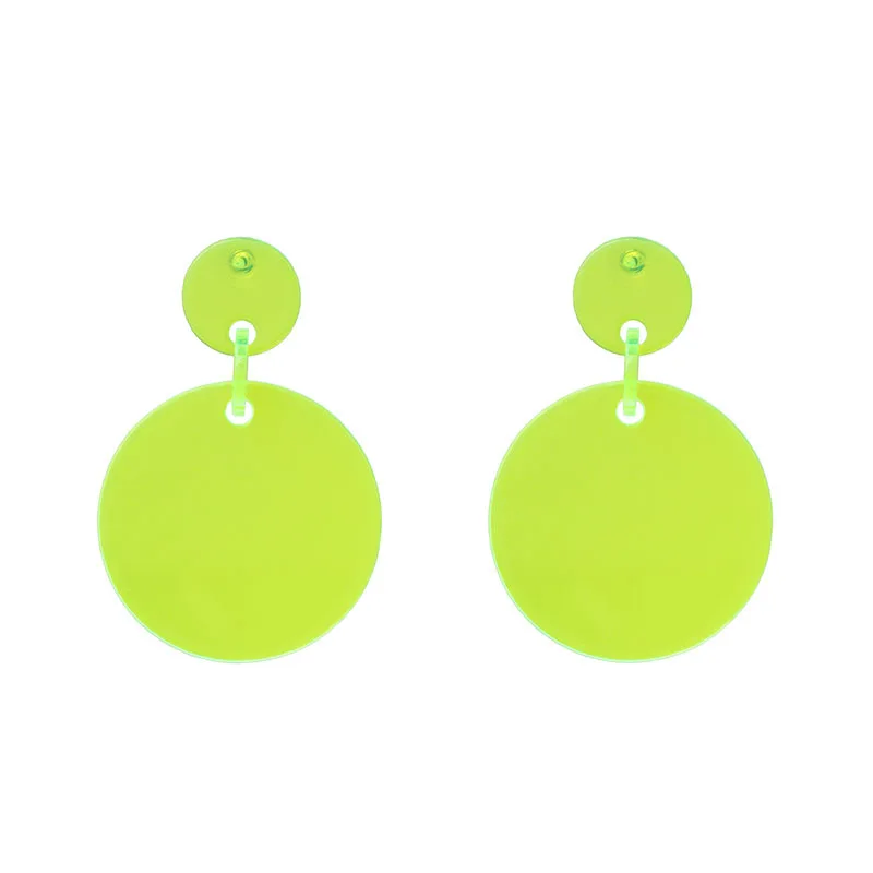 FishSheep Rock Punk Big Geometric Fluorescent Acrylic Round Drop Earrings For Girl Neon Color Fashion Party Earring Jewelry Gift