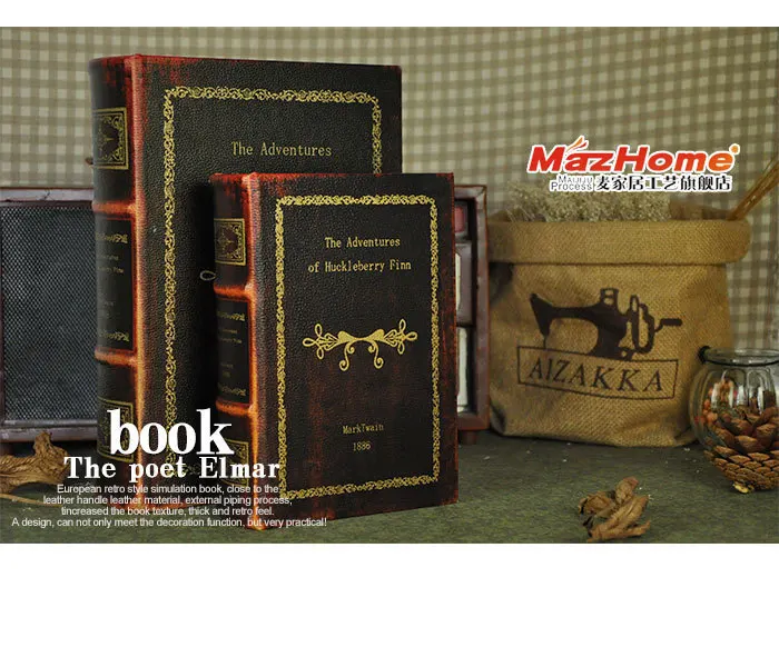 European vintage fake book model decorative storage box ornaments Adventures of Huckleberry Finn by Mark Twain Supplying