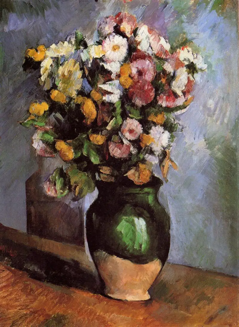 Oil Painting Reproduction on linen canvas,flowers-in-an-olive-jar BY paul Cezanne ,100% handmade,Free Shipping ,TOP quality