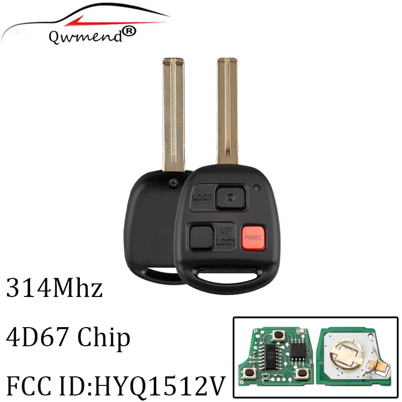 

HYQ1512V for Lexus Key 3 Buttons 314.4Mhz Car Rmote Key for Lexus GX470 LX470 Smart Car Key Fob ID67 Chip