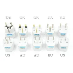 To UK EU US AU DE 2PIN 3 Pins AC Power Plug Travel Adapter Converter 1000pcs CE ROHS FCC