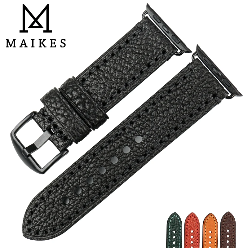 

MAIKES Genuine Leather Watch Strap For Apple Watch Band 49mm 44mm 40mm 42mm 38mm Series SE 8 7 6 5 4 3 2 1 iWatch Watchbands