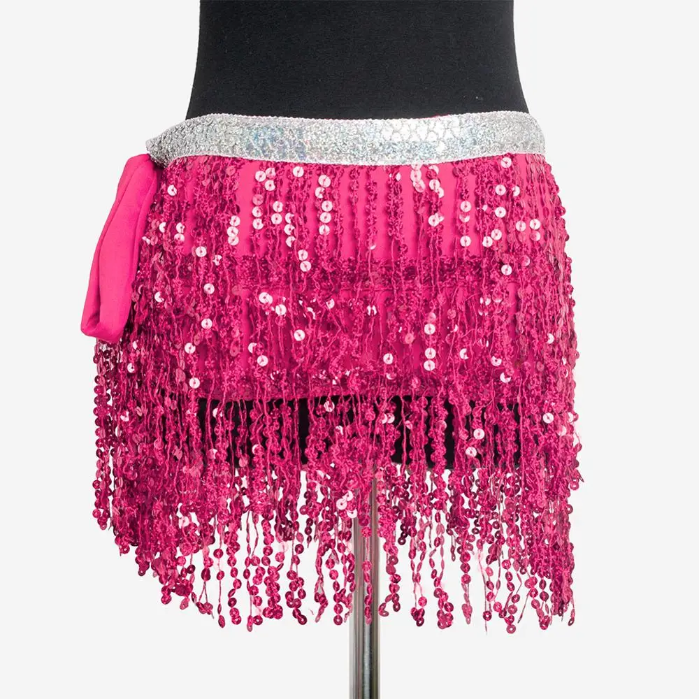 Women bling shiny sequin belly dance hip scarf with tassel belly dancing belt festival tribal dance performance dancing skirt