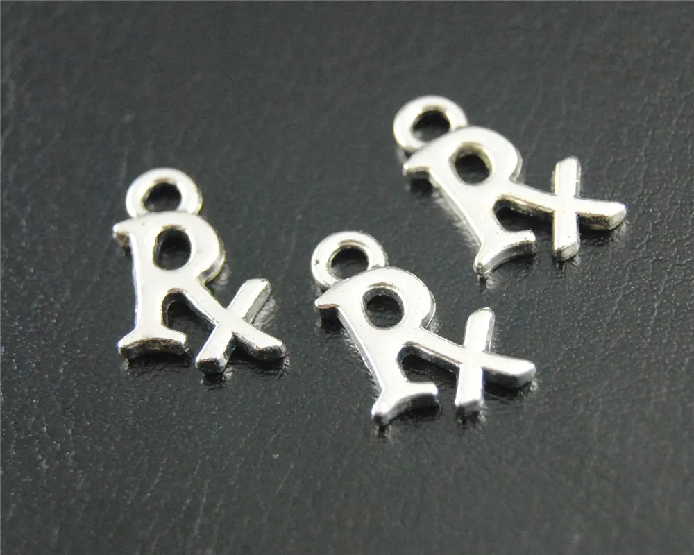 20pcs  Silver Color RX Medical Or Pharmacist Charms For DIY Handmade Jewelry  15x10mm A1815