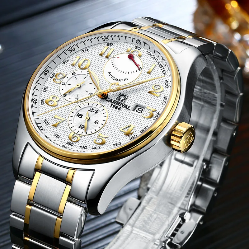 Switzerland Carnival Brand Luxury Men Watches Import Mechanical Watch Men Multi-function Power Storage hombre relogio C-H689AG-3