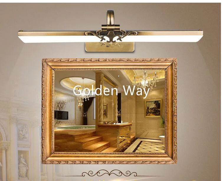 

Mirror Lamp 110v-240v 43cm/51cm/71cm Luxury Bathroom Mirror Lamp Waterproof Retro Bronze Cabinet Vanity Mirror Light Wall Lamp