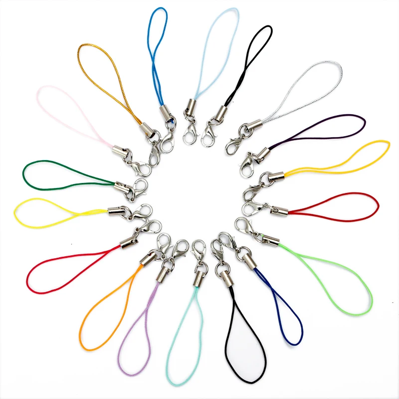 50pcs Cell Phone Lanyard Strap String Mobile Hook With Lobster Clasp Ring Keychain For DIY Jewelry Findings Accessories Material