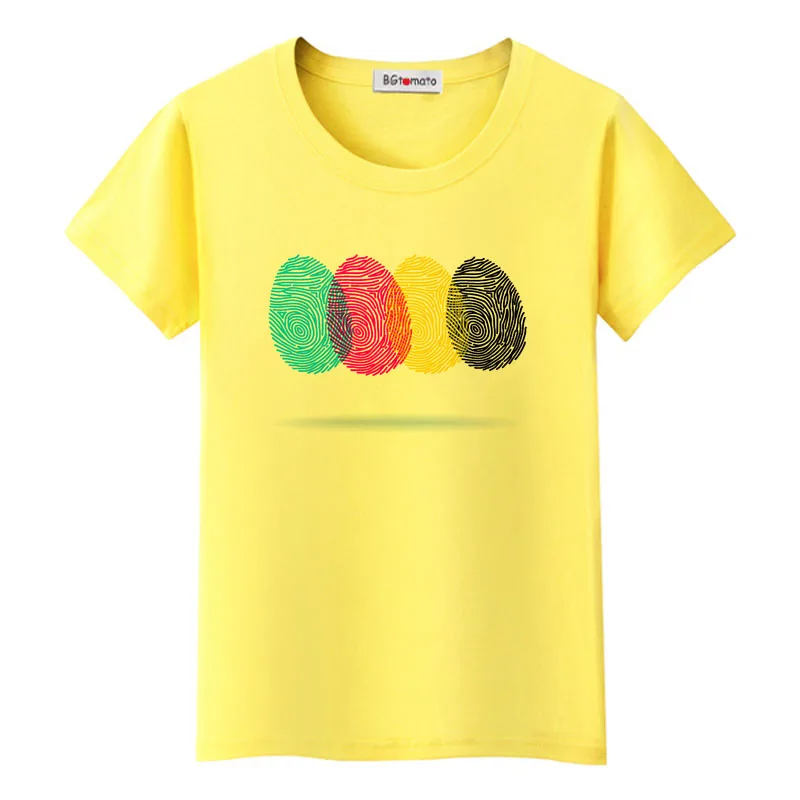 

BGtomato Colorful fingerprint tshirt creative design T-shirt women fashion streetwear cool tops fingerprint t-shirt women