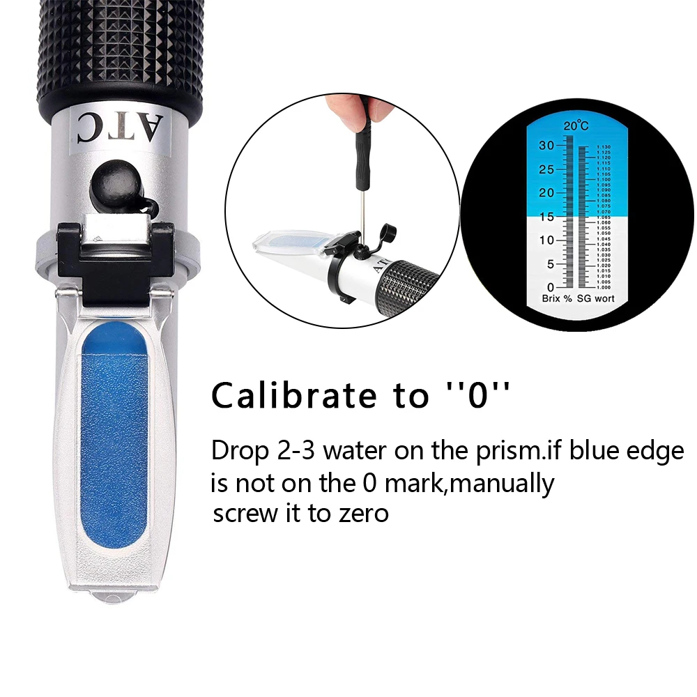 Beer Wort Refractometer 1.000-1.130 Wort Specific Gravity Brix 0-32% Hydrometer Sugar Meter