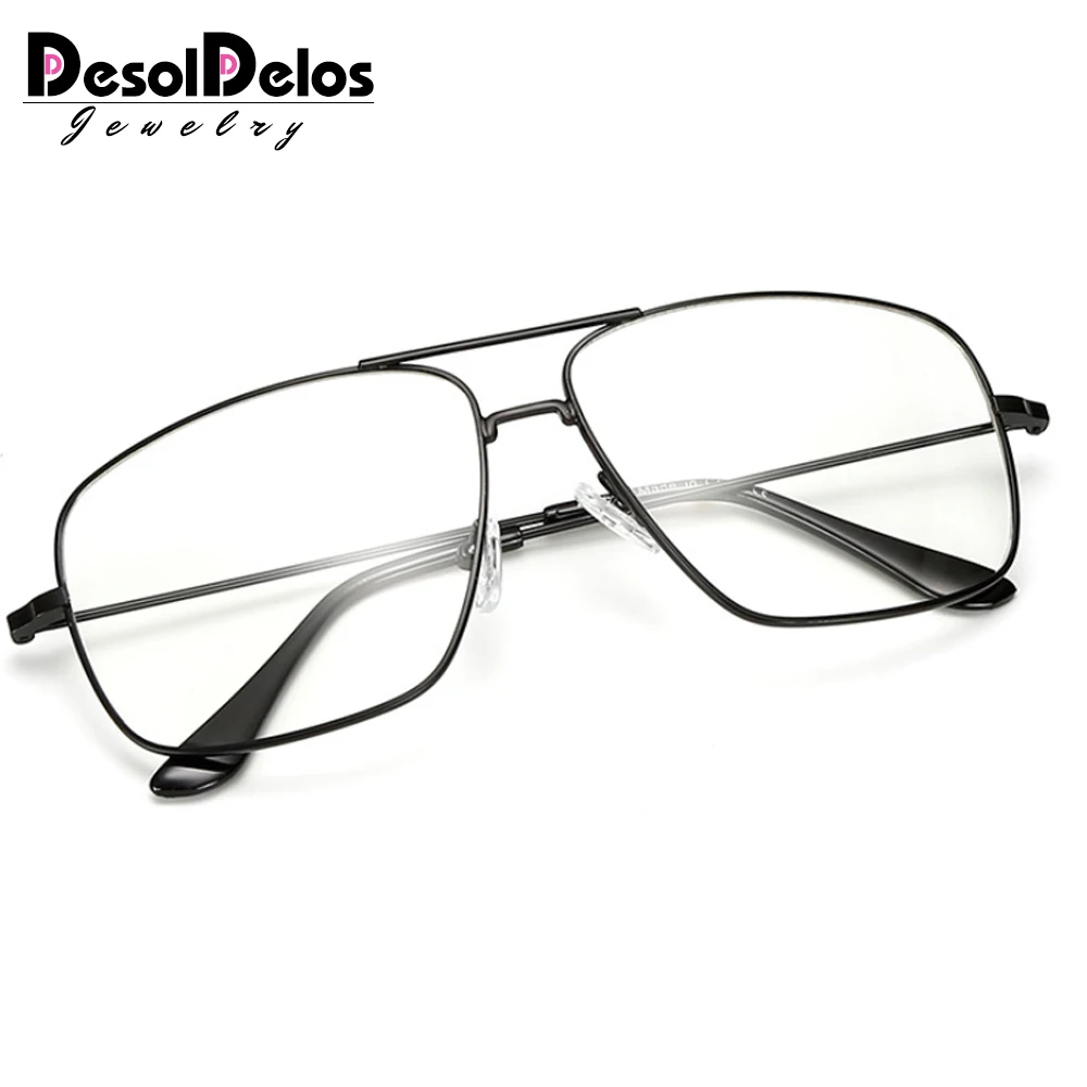 DesolDelos Vintage Gold Metal Frame Eyeglasses Mens Womens Sun glasses Retro Square Optical Lens Eyewear Nerd Clear Lens Glasses