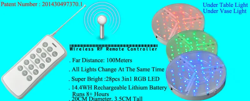 60 قطعة/الوحدة قابلة للشحن 100M RF التحكم عن بعد Multicolors RGB LED تحت ضوء الجدول ل حفل زفاف الحدث الجدول الإضاءة