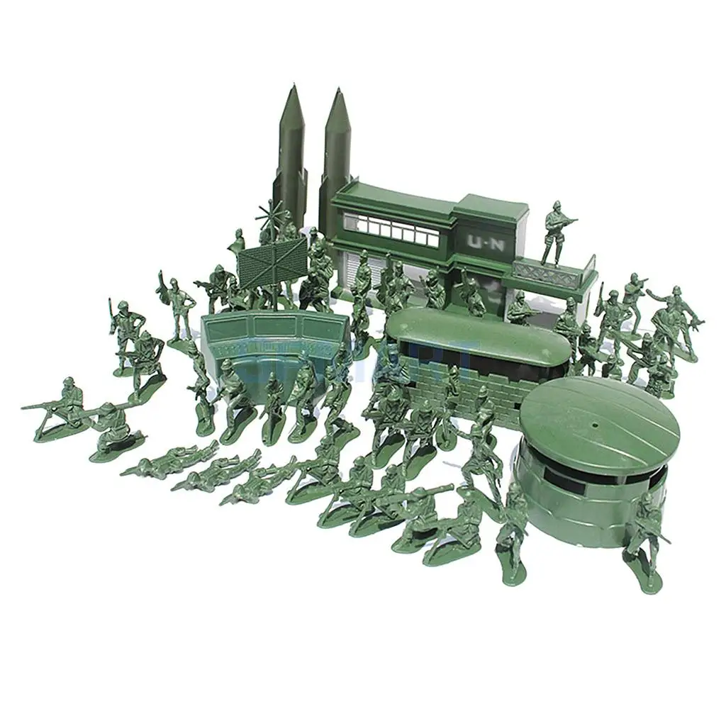 56Pcs Plastic Militaire Speeltoestel 5Cm Soldaat Cijfers Met Diverse Army Accessoires Model Speelgoed Voor Kinderen Jongens