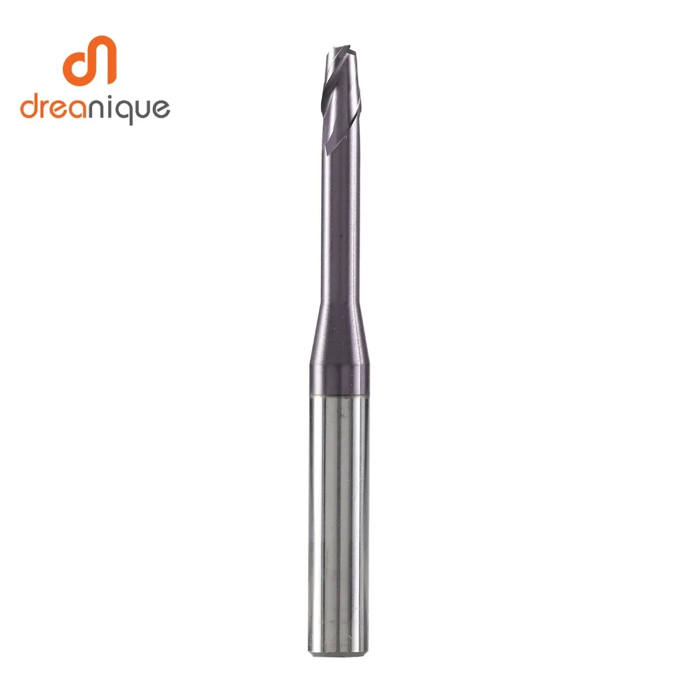 Dreanique carbide end mill 2 flute end mill d0.5-d2.0 for milling deep slot mold making long neck end mills cnc milling cutter