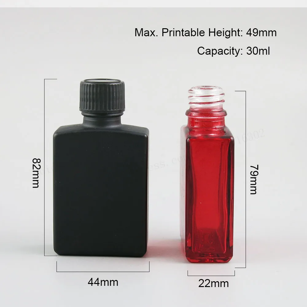 200 X 30ml Refillable Black White Clear Blue Glass Bottle With Black Polyseal (Cone)Lined Closures 1oz White Cosmetic Containers