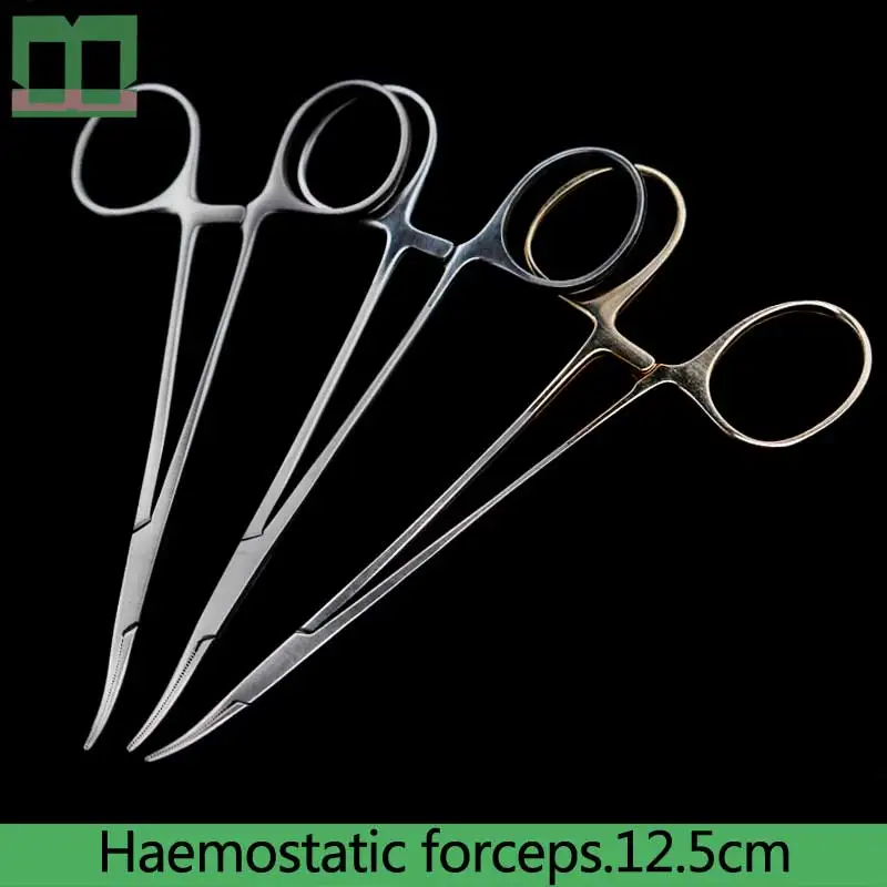 Haemostatic forceps stainless steel Straight handle Bent head Aureate handle Cosmetic and plastic surgery instruments and tools