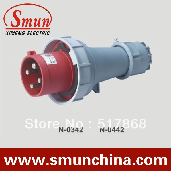 N-0442 125A 380-415V 3P+E 4pin Industrial Plug with CE ROHS 1 Year Warranty IP67 Degree PA66