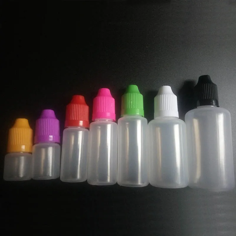 500pcs Empty PE Plastic Dropper Bottle 3ml 5ml 10ml 15ml 20ml 30ml 50ml 60ml 100ml 120ml E Liquid Bottle with Childproof Cap