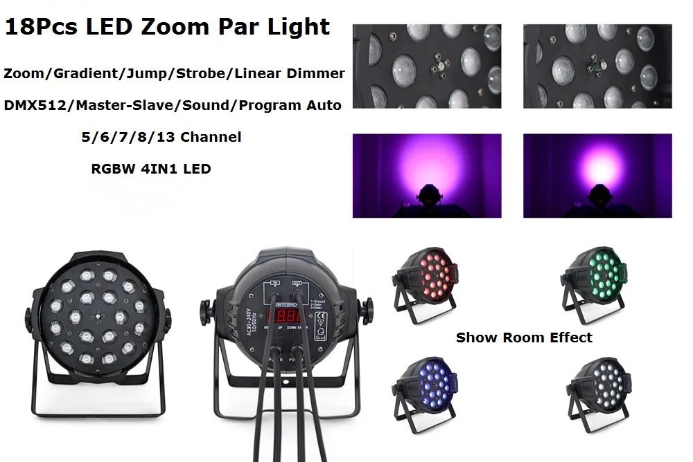 

Fast Shipping 1Pcs/Lot 18X10W Zoom Par Lights DMX Stage Lights RGBW 4IN1 LED Par Cans For Dj Party Disco Nightclubs