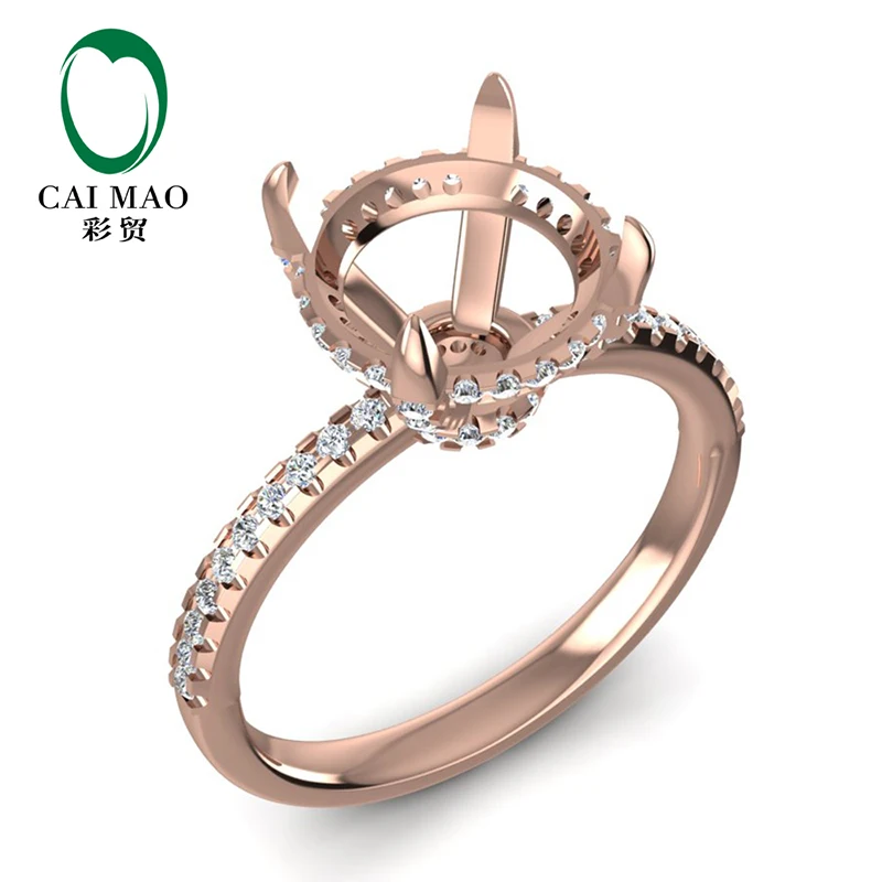 

Caimao 9mm Round Cut 14k Rose Gold 0.35ct Natural Full Cut Diamond Ring Claw Prongs