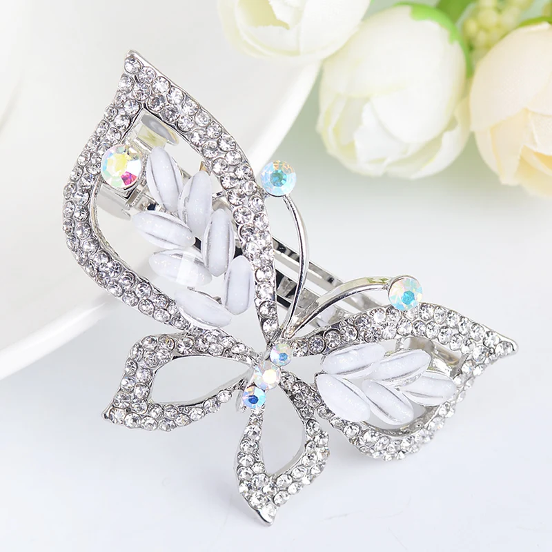 EASYA New Fashion Rhinestone Crystal Butterfly Hairpin Barrettes Hollow Out Animal Hair Clip Ornament For Women Girls