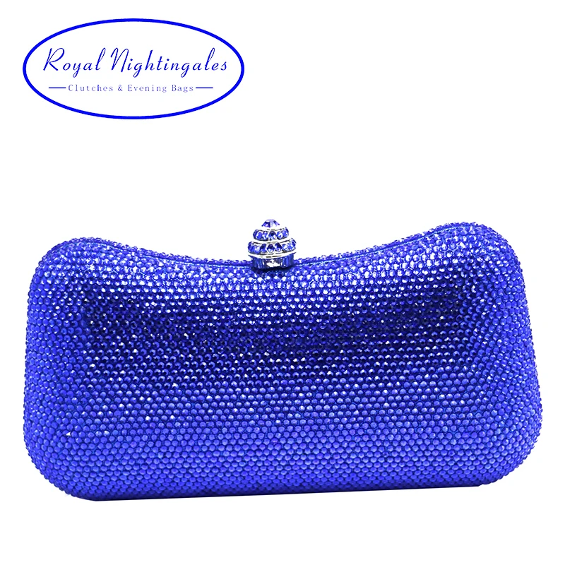 

Luxury royal blue hard case box clutch evening bag crystal clutch bag for womens wedding party evening matching shoes