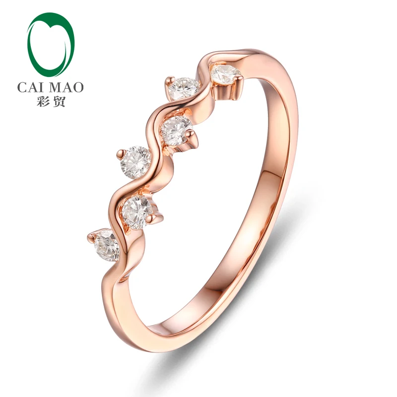 

CaiMao 14KT/585 Rose Gold 0.23ct Natural Diamond Engagement Wedding Band Ring Jewelry