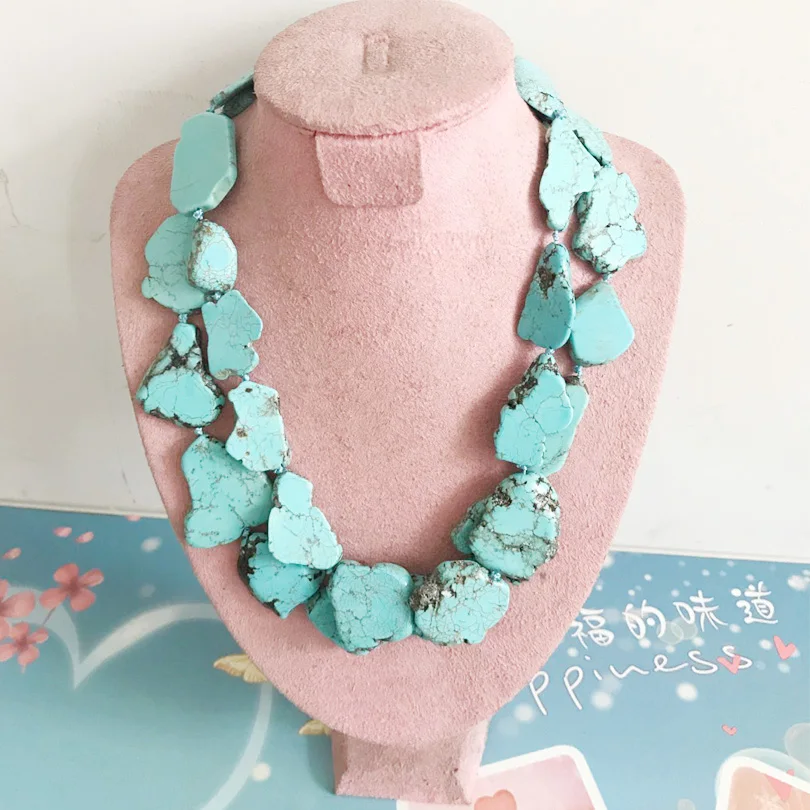

Wholesale Statement Natural Stone Double Strands Collar Necklace 55cm Schistose Irregular Ornament Jewelry