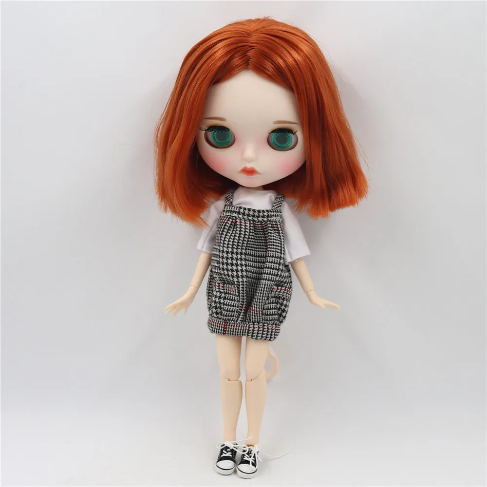 ICY DBS Blyth doll white skin joint body Reddish Brown hair new matte face with eyebrows Lip gloss BL232