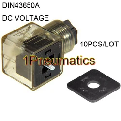 Free Shipping 10PCS/LOT Din 43650-A Line-Socket Plug for Valve Solenoid Coils Connector DIN43650A Led Indicator DC VOLT