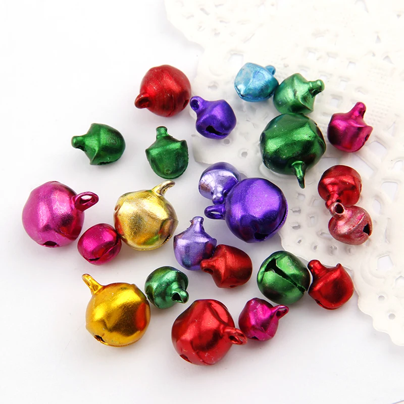 Wholesale100pc/50pc 6/8/10/12MM mieszane kolory luźne koraliki małe Jingle Bells prezent dekoracja bożonarodzeniowa kolorowe DIYCrafts Handmade — zdjęcie 4