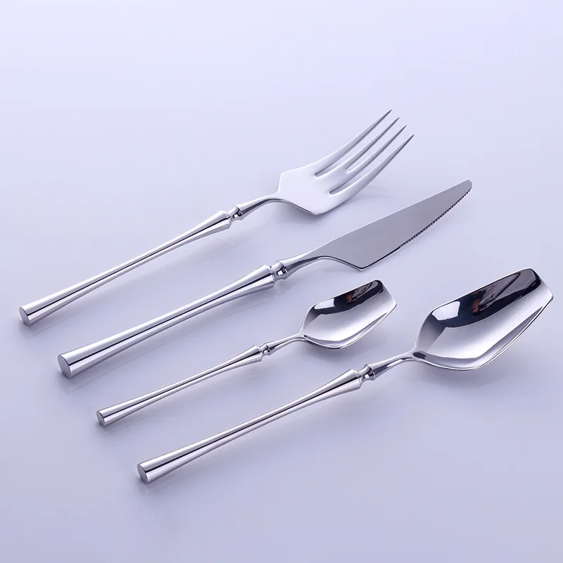 Western Portable Cutlery Set Travel Tableware 24pcs 304 Stainless Steel Dinner Set With Luxury Handle Knife Fork Dinnerware