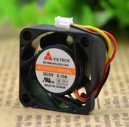 NYW02510005BL 25*25*10 5V 0.1A 2.5CM  three wire micro cooling fan