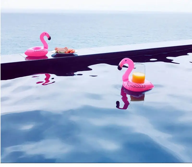 Summer Swimming Pool Floating Inflatable Flamingo Holder Water Drinks Cup Beach Mobile phone Cup Care Floating Row