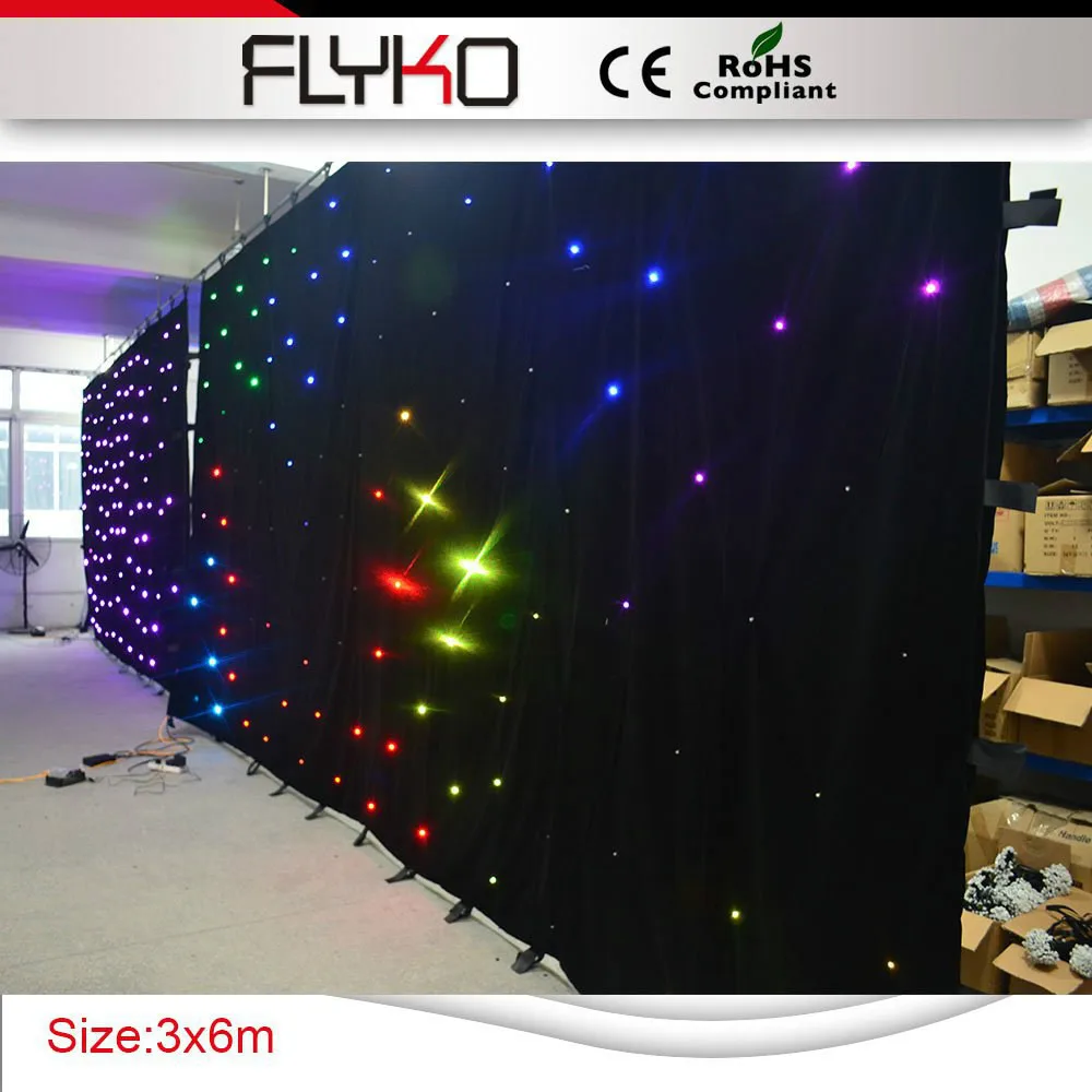 

Free shipping 3x6m beautiful fireproof starry sky video curtain