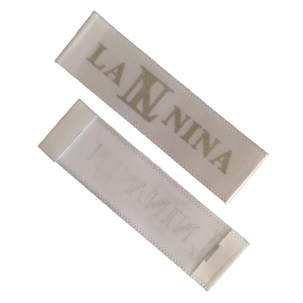 Satin Ribbon Print Labels With Customized Logo Mark For Children Garment Bags Shoes Kids Clothing Label Washabe Instruction Tags