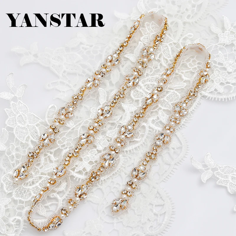 

YANSTAR (10Yard) Wholesale Hand Wedding Sach Belts Beads Crystal Rhinestones Appliques Accessory Sewing On Bridal Dress YS996