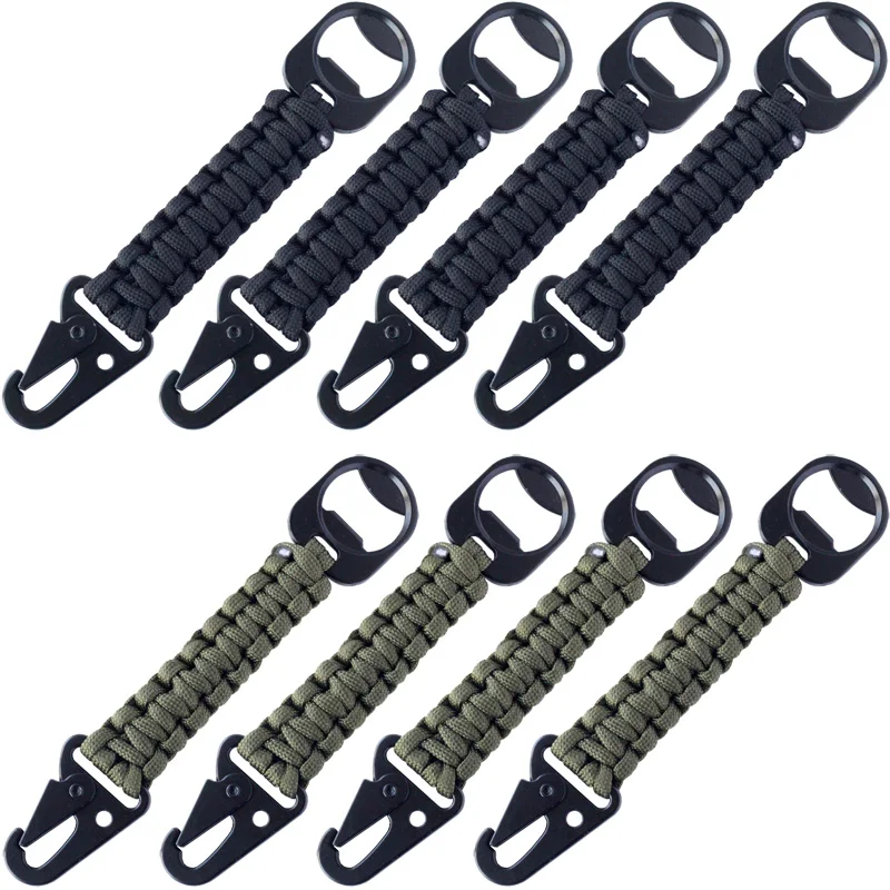 8PCS QingGear Paracord Carabiner Clip Lanyard With Bottle Opener Keyring for Backpacks Bags Keys Purses Pants And More