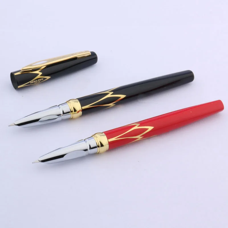 1pc new golden red black  Fine  Nib Fountain Pen School Office Writing Supplies