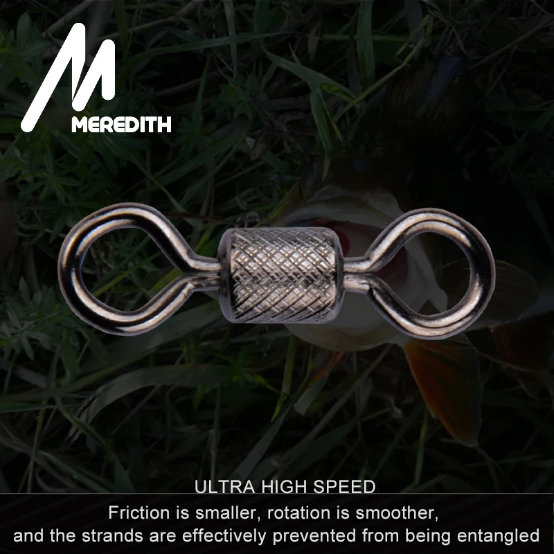 Meredith 50PCS/Lot Fishing Swivels Ball Bearing Swivel with Safety Snap Solid Rings Rolling Swivel for Carp Fishing Accessories